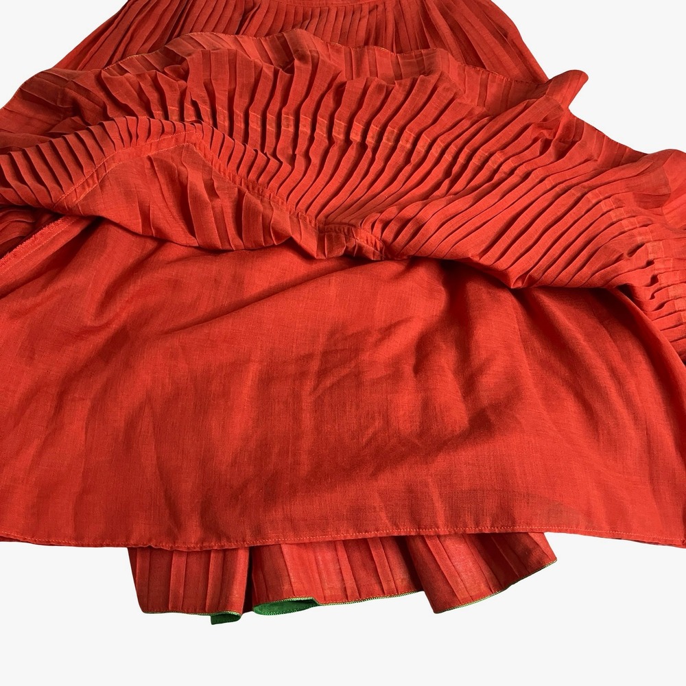 Kenzo Red Midi Skirt with Green Floral Border - Picture 10 of 16